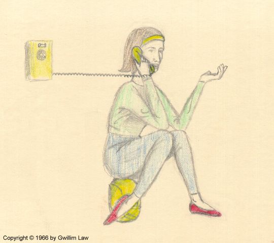 Woman on phone with horizontal axis of symmetry